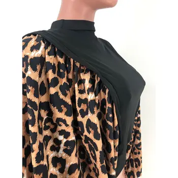 HAOYUAN Seksualus Leopard Ilgai Žibintų Rankovėmis Marškinėliai Moterims Cute Mados Negabaritinių Pasėlių Viršuje Festivalis Drabužių Vintage Marškinėliai, Femme