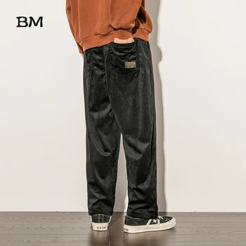 Harajuku mados Velvetas Kelnės Vyrams Streetwear Didelis Dydis 5XL Kolegijos Kelnes 2019 Bts Bangtan korėjos Stiliaus, Tiesios Kelnės