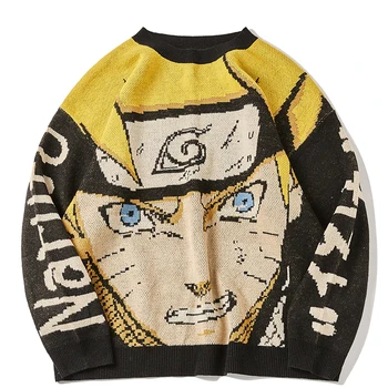 Harajuku Naruto Anime Megztinis Vyrams Negabaritinių Puloveris Hip-Hop Streetwear 2020 M. Rudenį Naujų O-kaklo Mens Drabužių Vyras Megztiniai Moterims