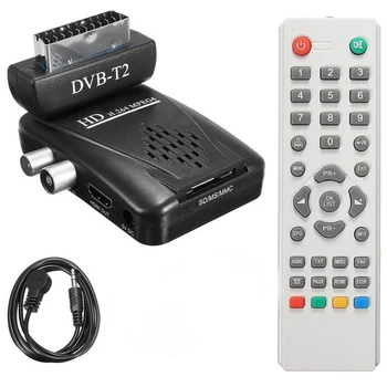 HD Scart DVB-T, DVB-T2, Antžeminis Imtuvas Skaitmeninis TV Imtuvas Dekoderis Imtuvas Palaiko HDMI/Scart 1080P T2 imtuvą su distanciniu