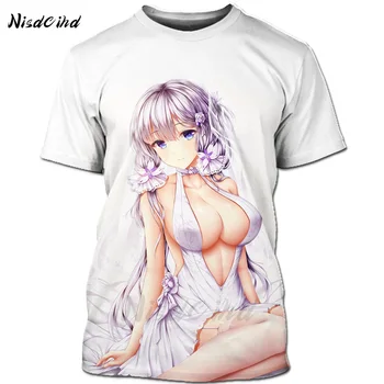 Hentai Marškinėliai Vyrams Waifu 3d Spausdinimo Japonija Sexy Girl Anime T-Shirt Vasaros trumpomis Rankovėmis T-Shirt Bikini Cosplay HipHop Juokinga Streetwear
