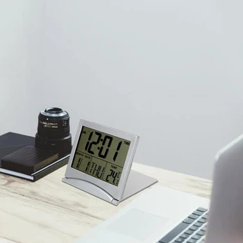 HILIFE Laikrodis Laikas, Data, Temperatūra, Laikmatis, Nešiojamų Stalo Laikrodis LCD Skaitmeninių Namų Dekoro, Sulankstomas Elektroniniai Laikrodžiai
