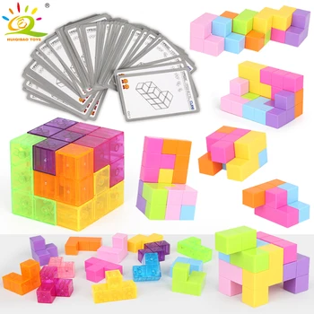 HUIQIBAO ŽAISLAI Magnetinio Magic Cube Blokai Antistress Cubo Mokymosi 3D Puzzle Žaislai Vaikams Spalva Atsitiktinis