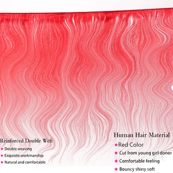 Indijos Raudona Ryšulius Su Uždarymo Kūno Bangos Spalvos susiejamos su uždarymo Ryškus Raudonos Žmogaus Plaukų 3 Ryšulius Su Uždarymo Remy Plaukų