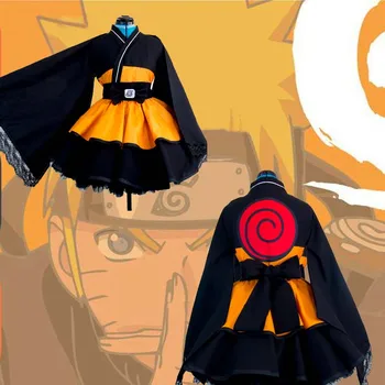 Individualų Naruto Shippuden Uzumaki Naruto Moterų Lolita Kimono Suknelę, Perukas Anime Cosplay Kostiumas, Moterims, Vaikams, Vyrams, Drabužiai