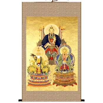 (individualų)portretai tris Čing protėviai Daosizmas, Šeimos maldos, pažymėkite tapybos Daosizmas ir Daoizmas Apeigos
