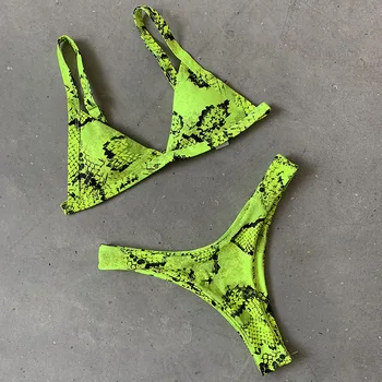 INGAGA Push Up Bikinis 2021 maudymosi kostiumėlį Sexy Thong maudymosi Kostiumėliai Moterims Gyvatė Aukštos Sumažinti Biquini Maudymosi Kostiumai Naujų Brazilijos Paplūdimio