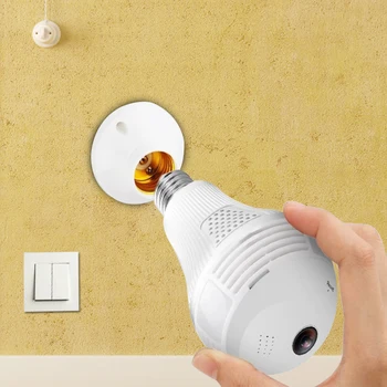 IP Kameros 360 Laipsnių LED Šviesos Belaidžio Namų Saugumo WiFi CCTV Fisheye Lemputė Lempos kamera, wifi, galima naudoti kaip kūdikio stebėjimo