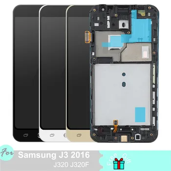 J320 LCD Samsung Galaxy j3 skyrius 2016 J320F Ekranas SM-J320FN/M/H/DP Jutiklinis Ekranas skaitmeninis keitiklis Asamblėjos Pakeitimo Rėmo Home Mygtuką