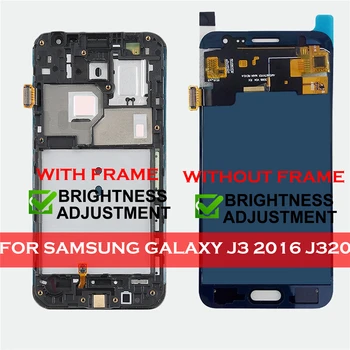 J320 LCD Samsung Galaxy j3 skyrius 2016 J320F Ekranas SM-J320FN/M/H/DP Jutiklinis Ekranas skaitmeninis keitiklis Asamblėjos Pakeitimo Rėmo Home Mygtuką