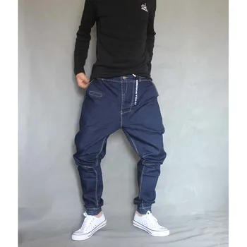 Japonija Haremo Stiliaus Džinsai Vyrai Džinsinio Audinio Hip-Hop Kelnes Prarasti Baggy Jeans Kelnės Šiek Tiek Elastinga, Didelio Dydžio 28-36
