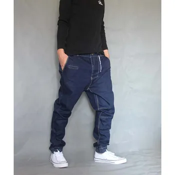Japonija Haremo Stiliaus Džinsai Vyrai Džinsinio Audinio Hip-Hop Kelnes Prarasti Baggy Jeans Kelnės Šiek Tiek Elastinga, Didelio Dydžio 28-36