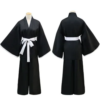 Japonų Anime Bleach Samurajus Ichigo Kostiumo Kimono Kailis Kariai Ninja Shinigami Mirties Cosplay Suknelė Drabužius, Aprangą Už Suaugusių Vyrų