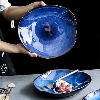 Japonų Keramikos Maisto Patiekalas Skardos Buitinės Keramikos Mėlyna Nereguliarus Žuvies Salotos Suši Patiekalas Patiekalas Indai Kepsnys, Desertas Dėklas