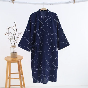 Japonų Stiliaus Mados Pižama Kimono Kostiumas Vyrams, Moterims Yukata Pižamą Cardigan Retro Gėlių Animacinių Filmų Medvilnės Harajuku Sleepwear