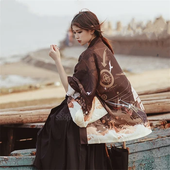 Japonų Stiliaus Moteris Kimono Haori Anime Spausdinti Vasaros Paplūdimio Streetwear Suaugusiųjų Atsitiktinis Saulės Yukata Kailis Palaidinė Marškinėliai, Drabužiai