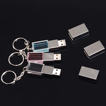 JASTER USB 2.0 64GB 128GB Logotipas su LED Pen drive 16GB Kristalų USB Flash Drive, Memory Stick 8GB 32GB Saugojimo Diske, Verslo Dovanos