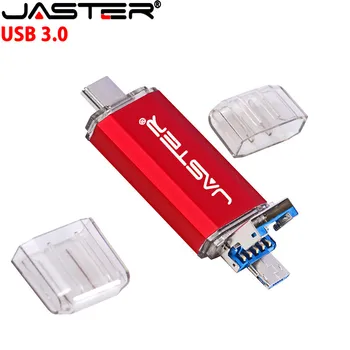 JASTER usb3.0 3 in 1 spalva OTG USB flash drive 16GB 32GB Pendrive 4GB 6GB 64GB U disko, USB 
