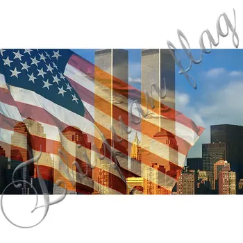 JAV VĖLIAVOS SU Pasaulio Prekybos Centro pastato, vėliavos 3ftx5ft užsakymą Pasaulio Prekybos Centro pastato ANT VĖLIAVOS Banner