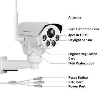 Jennov Garso Įrašo Wi-fi IP Kamera 5XZoom 1080P 2MP Vaizdo Stebėjimo Wi-Fi HD Home Security Belaidžio ryšio Fotoaparatą P2P ONVIF CCTV