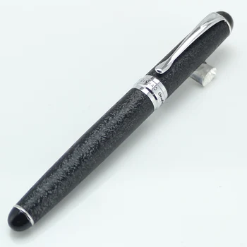 JINHAO 750 Pen Verslo ir Rašymo Reikmenys Juoda Nelygaus paviršiaus ir sidabro Braod Plunksnų Fontanas Pen Be Pen
