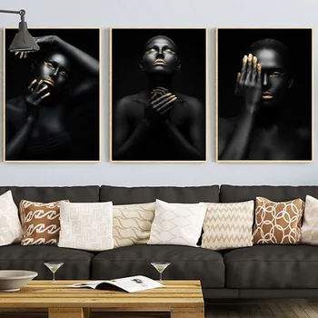 Juodojo Aukso Moters Portretas Drobės Tapybos Paveikslų, Plakatų Ir Grafikos Skandinavijos Sienos Menas Nuotraukas Kambarį Namo Apdaila