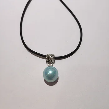 JYX 2020 M. NAUJO DIZAINO, Elegantiška Mėlynos spalvos 12mm Seashell Perlų pakabukas shell perlų karoliai dovana moterims choker