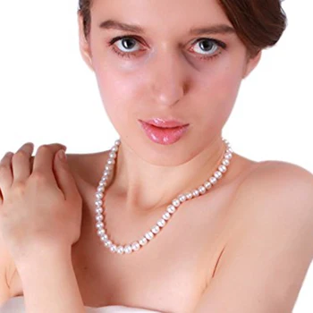 JYX Klasikinis Karoliai AAAA Apvalus Natūralus Baltas Kultūringas Gėlavandenių Perlų elegantiškas Kaklo ir moterų išplėstinė papuošalai 18