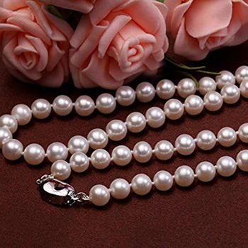 JYX Klasikinis Karoliai AAAA Apvalus Natūralus Baltas Kultūringas Gėlavandenių Perlų elegantiškas Kaklo ir moterų išplėstinė papuošalai 18