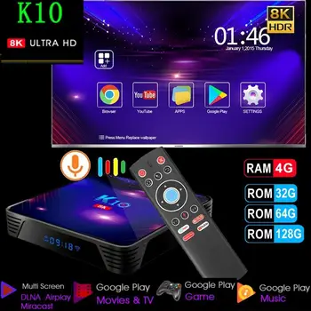 K10 Smart TV Box iptv 4K 8K Android 9.0 Set Top Box HDR Amlogic S905X3 4GB 5G 32GB Wi-fi