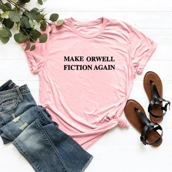 Kad Orwell Fantastika, Vėl Laišką Atspausdinta Marškinėliai Moterims Vasaros Trumpas Rankovės O-kaklo Marškinėlius Moterims Medvilnės Laisvi Marškinėliai Moterims