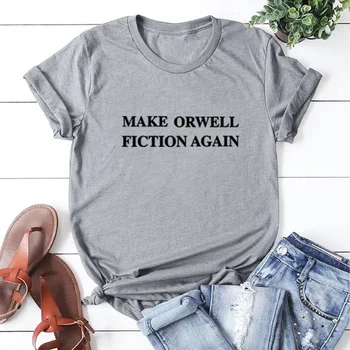 Kad Orwell Fantastika, Vėl Laišką Atspausdinta Marškinėliai Moterims Vasaros Trumpas Rankovės O-kaklo Marškinėlius Moterims Medvilnės Laisvi Marškinėliai Moterims