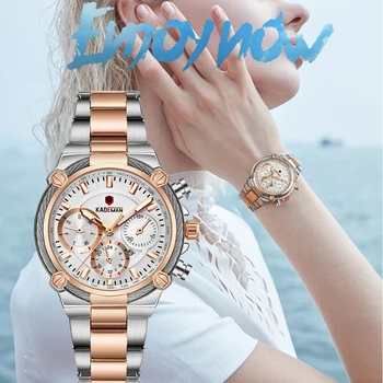 KADEMAN Prabanga Moterų Laikrodžiai Klasikinis Dizainas Plieno Dirželis Data Kvarco Ponios Žiūrėti Moterų Laikrodis Mergina Laikrodis Relogio Feminino