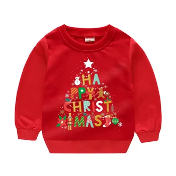 Kalėdos O-kaklo palaidinukė berniukų megztiniai mergaitėms sniego Santa Clauss palaidinukė Naujųjų Metų raudonas megztinis Kalėdų eglutė