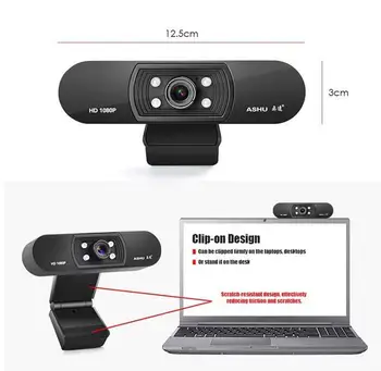 Kamera 1080P HDWeb Kamera su Built-in HD Mikrofonas 1920 X 1080p USB 2.0 Plug and Play Web Cam Plačiaekranis Video