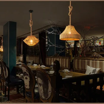 Kanapių virvė šviestuvo šviesą pramonės stiliaus kūrybinė asmenybė drabužių restoranas, kavinė loft dekoratyvinis hunging žibintai