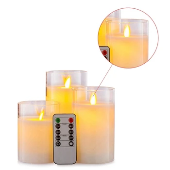 KARŠTO Nuotolinio Flameless Žvakė Ramstis Nekilnojamojo Vaškas Elektros LED Stiklo, Žvakių Rinkinys su Valdymo Laikmatis, 4 Colių, 5 Colių 6 Colių Pack