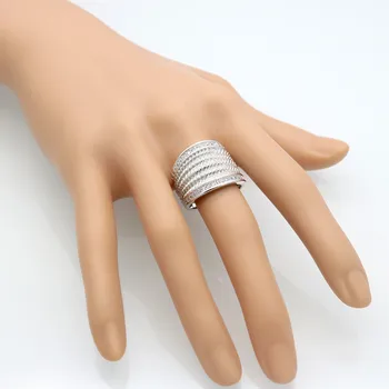 Karšto pardavimo Mados Prabangūs Žiedai Moterų Dalyvavimas Papuošalai Sidabro Spalvos 5A ZC Kristalų Cirkonis Moterų Vestuvių Piršto Žiedai bijoux