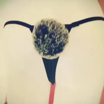 Karšto Pardavimo Seksuali Moteris Nuimamas Fox Plaukų Kamuolys Kelnaitės G-String Dirželius Mažas Juosmens Sexy Kelnaitės Mot. Apatinio Trikotažo Juoda Erotika Panty