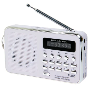 Karšto Pardavimo T - 205 FM Radijo Nešiojamų HiFi Kortelės Garsiakalbis Skaitmeninės Multimedijos MP3 Muzikos Garsiakalbis Balta Kempingas, Žygiai, Lauko Sporto