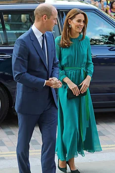 Kate Middleton Ilga Suknelė Aukštos Kokybės Naujas Moterų Mados Darbo Partijos Seksualus Derliaus Elegantiškas Prašmatnus ilgomis Rankovėmis Šifono Suknelės