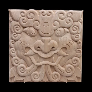 Kaulo Medienos Aplikacijos Medienos Decal Medžio Figūrėlės Retro Išskirtinį Unpainted Raižyti Ilgai Gėlių Lapai Mediniai Baldai, Kampas Durų