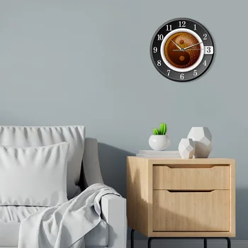 Kavos Puodelis su Yin ir Yang Simbolis Sieniniai Laikrodžiai Virtuvės Kinų Kultūrą, Modernaus Dizaino Kavinė Parduotuvė Dekoro Akrilo Sienos Žiūrėti