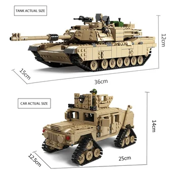 KAZI M1A2 Abrams Pagrindinis Tankas Blokai 1463 vnt 1:28 Dizaino Bakas Modelio Blokai Žaislas Berniukas Draugais blokuoti