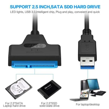 Kietojo Disko Adapteris Kabelio Kištuką įkiškite Adapterį 5Gbps USB 3.0 prie SATA HDD SSD Laidas 2.5 colių Kietojo Disko, Išorinio Duomenų Adapteris