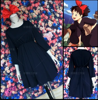Kiki ' s Delivery Service Anime Cos Helovinas Šalis Cosplay Ragana Kiki Vyras Moteris Cosplay Kostiumas suknelė+šukuosena+krepšys