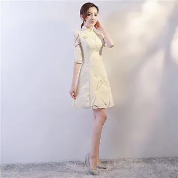 Kinų Stiliaus Vestuvių Mini Cheongsam Retro Slim Šalies vakarinę Suknelę Santuokos Suknelė Qipao Mados Lady Drabužius Vestidos RAUDONA S-XXL