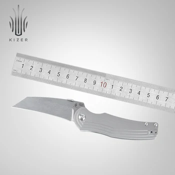 Kizer peilį, išgyvenimo KI4532 užlenkiami mentės dizainas su titano rankena 2020 m. aukštos kokybės kempingas įrankių Inversija