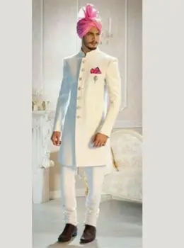 Klasikiniai vyriški kostiumas Indijos tradicinių vestuvių vyrų suknelė ilga striukė, kelnės baigimo šalis oficialų kostiumą terno masculin 2 vnt