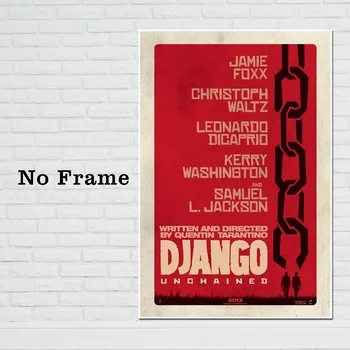 Klasikinis Filmas drobės Plakatas Django Unchained Retro Meno Spausdina Nuotraukas, Quentin Tarantino, su medžio masyvo kabinti pažymėkite Plakatai